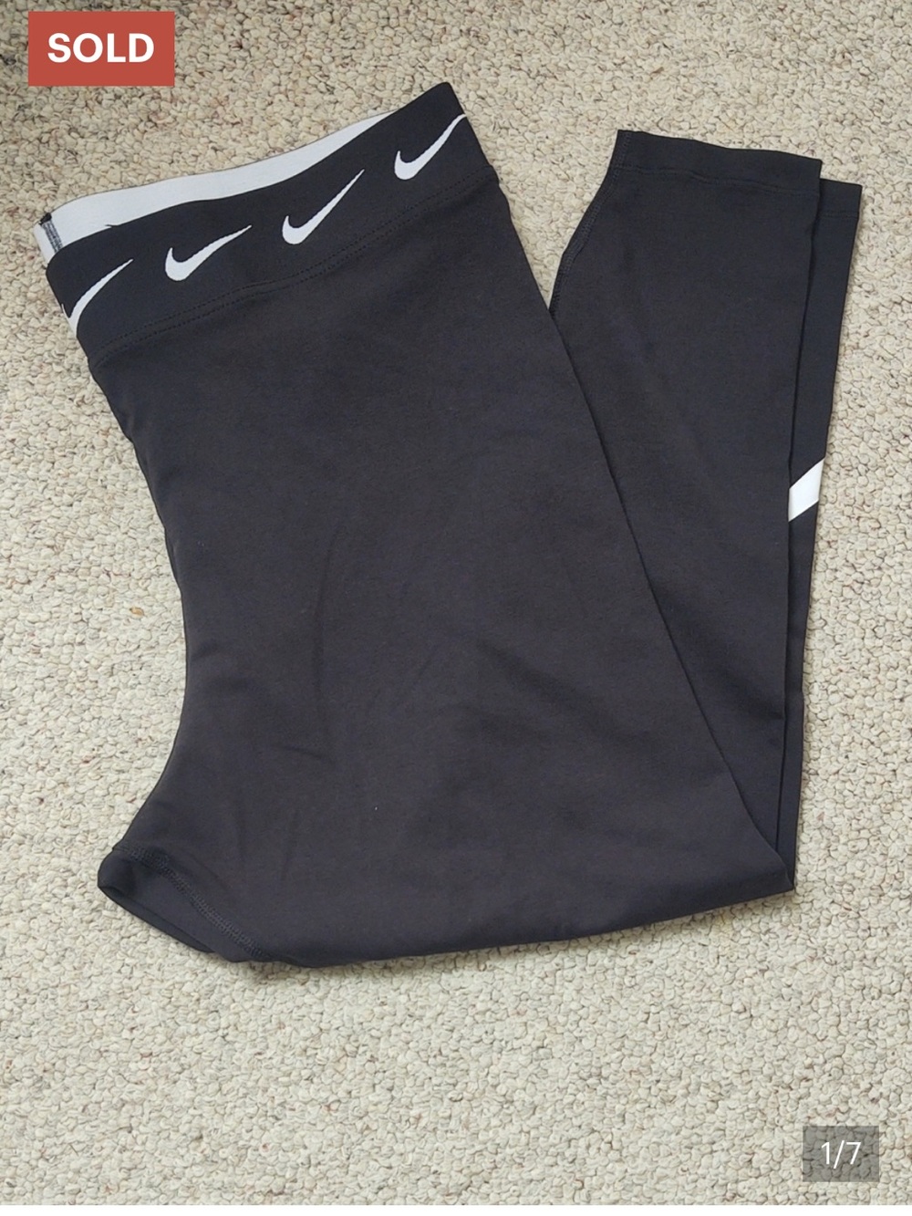 Nike Black Track Pants with White Swoosh Waistband